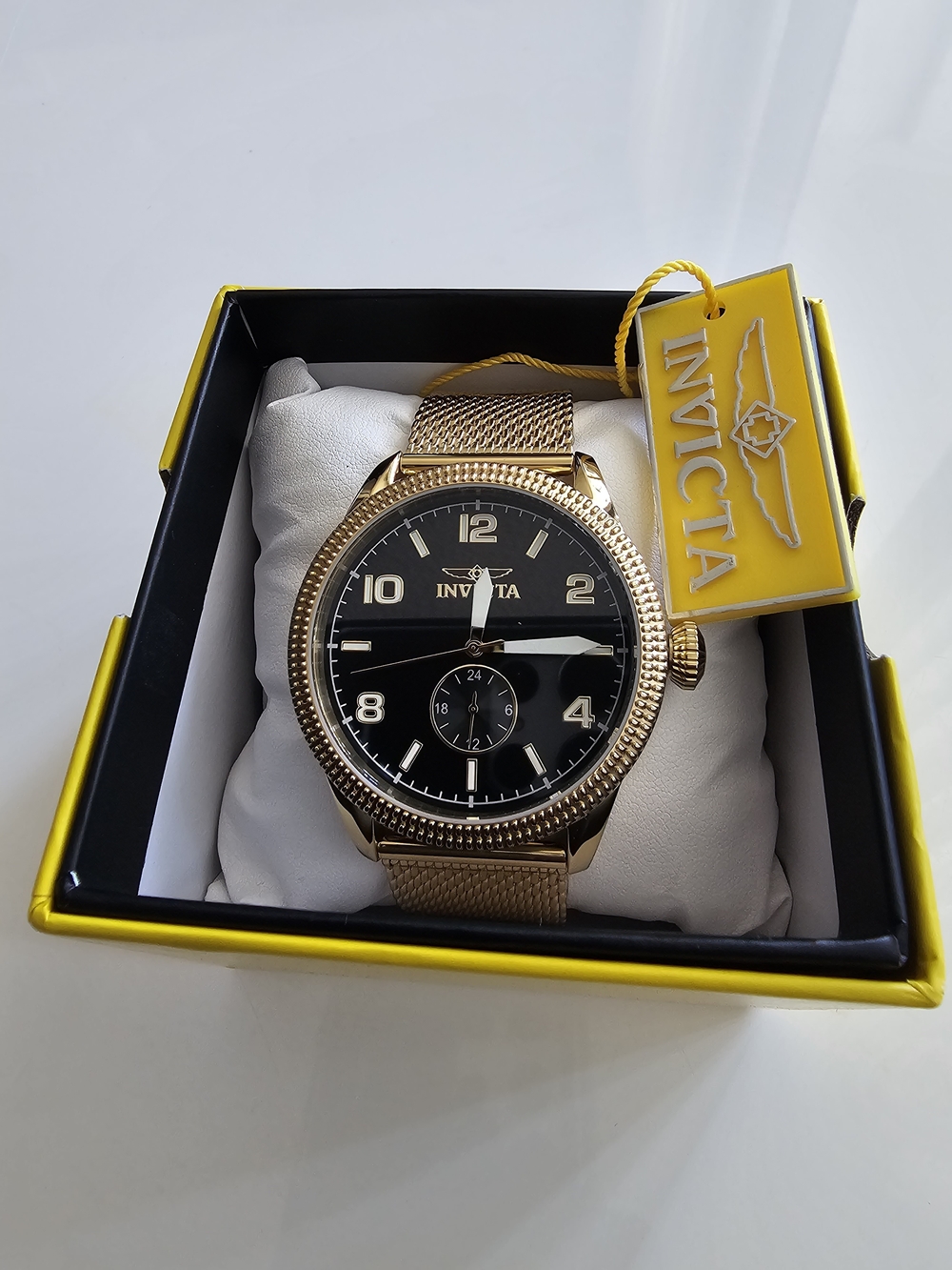 Invicta Gold and Black Mesh Bracelet Watch